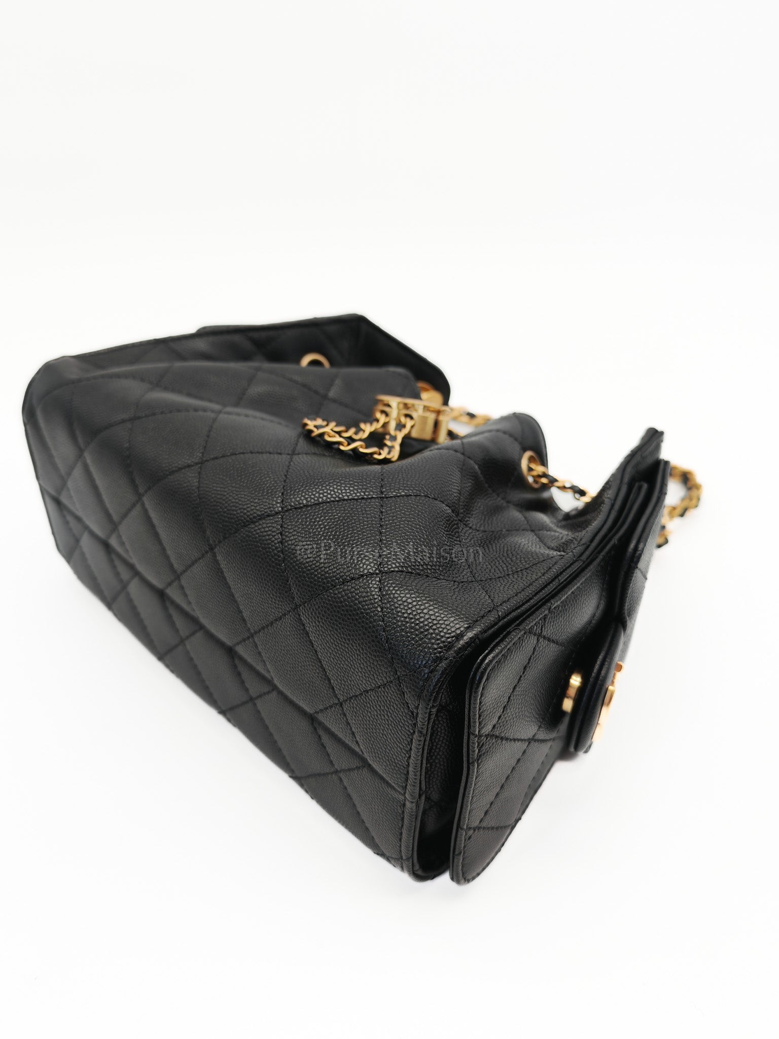 25 Mini in Black Caviar Leather Aged Gold Hardware(Microchip) | Purse Maison Luxury Bags Shop