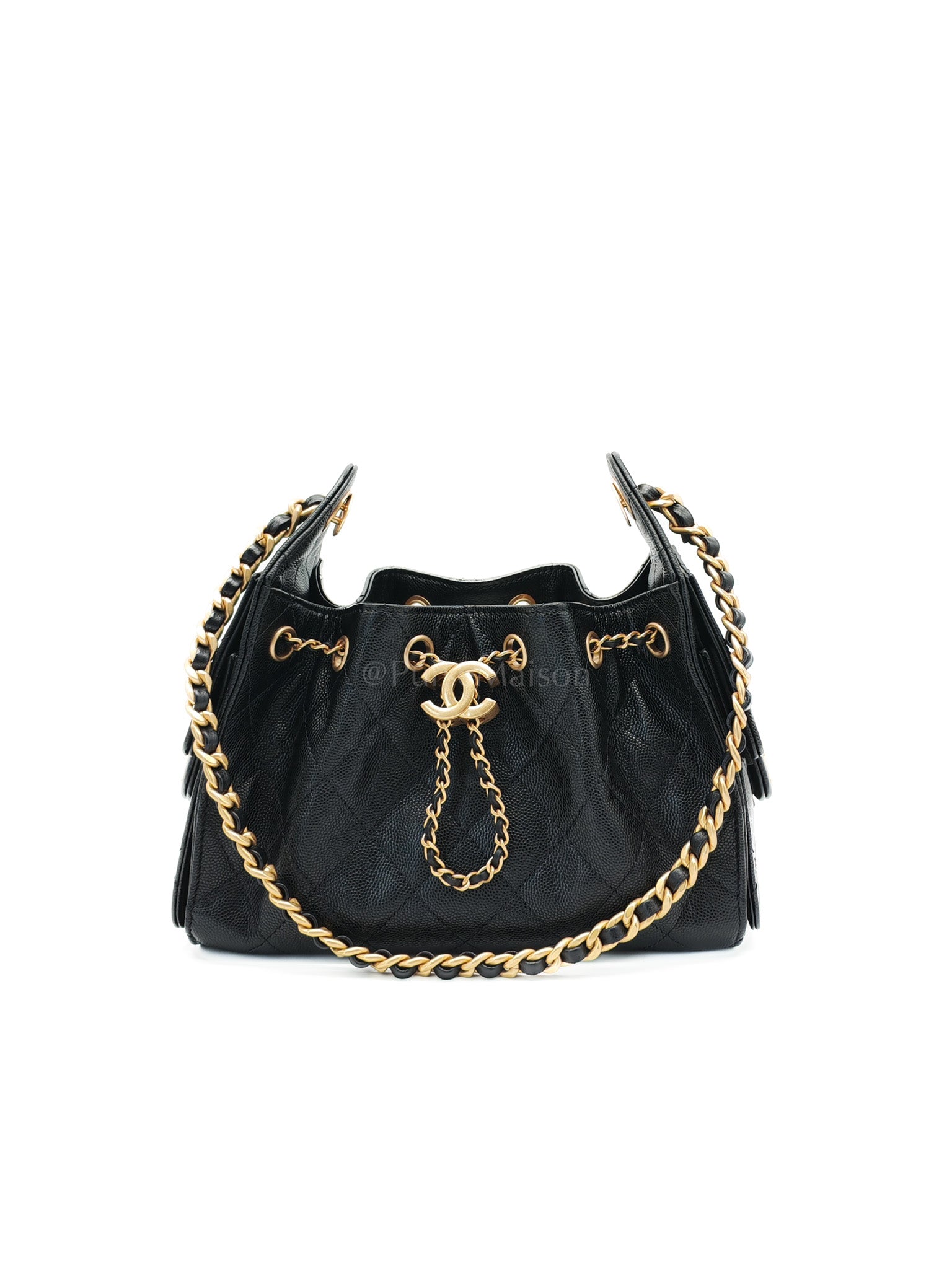 25 Mini in Black Caviar Leather Aged Gold Hardware(Microchip) | Purse Maison Luxury Bags Shop