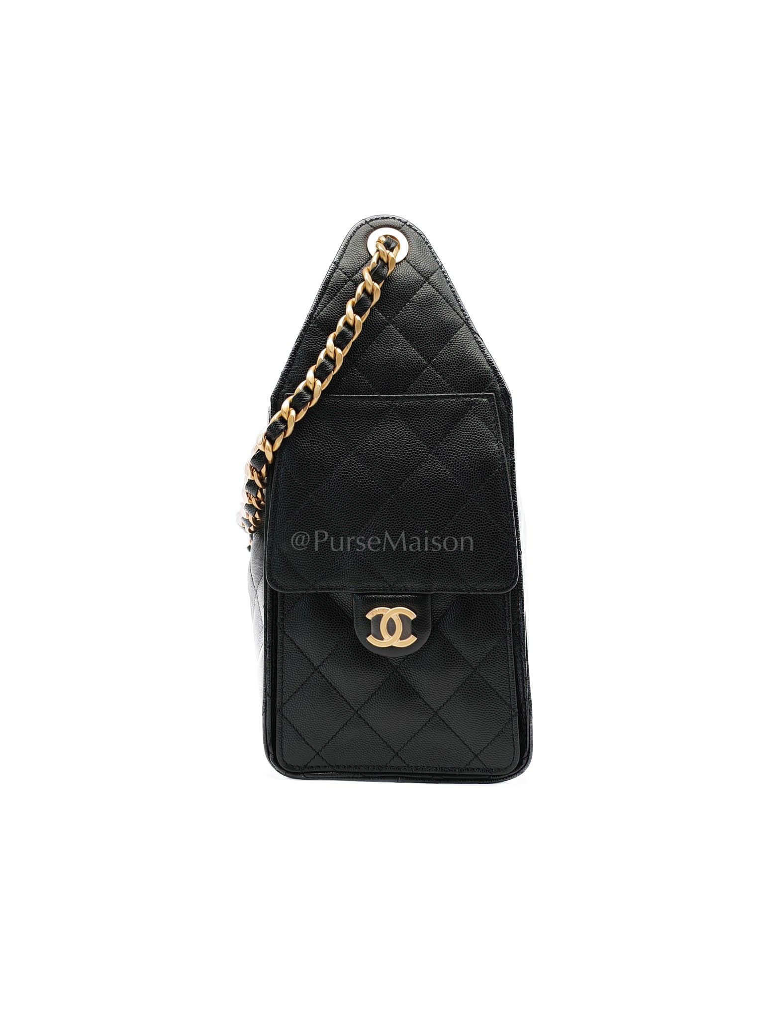 25 Small Black Caviar Leather in Aged Gold Hardware Microchip(HH****C1) | Purse Maison Luxury Bags Shop
