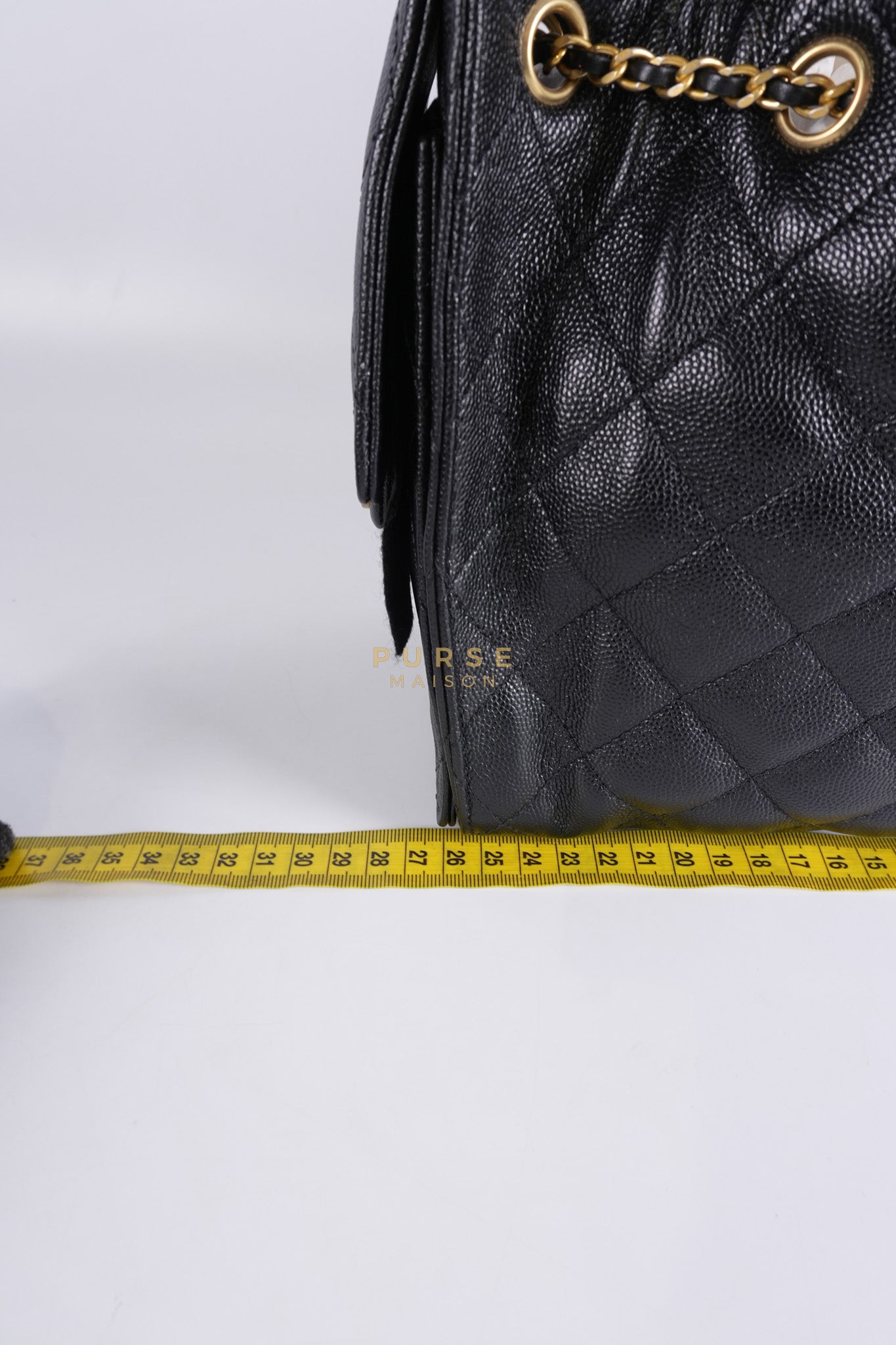 25 Small Black in Caviar Leather and Aged Gold Hardware (Microchip) | Purse Maison Luxury Bags Shop
