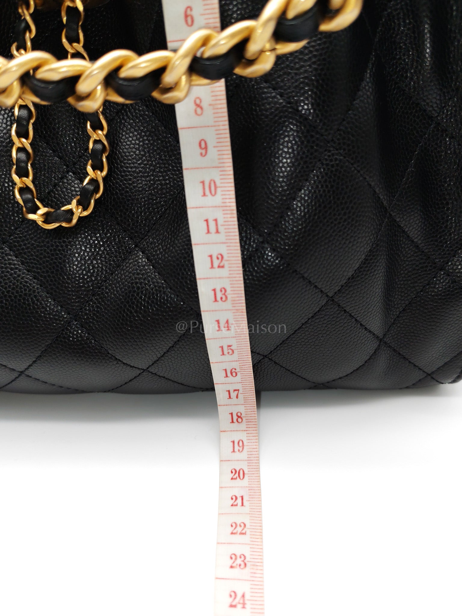 25 Small in Black Caviar Leather Aged Gold Hardware (Microchip) | Purse Maison Luxury Bags Shop