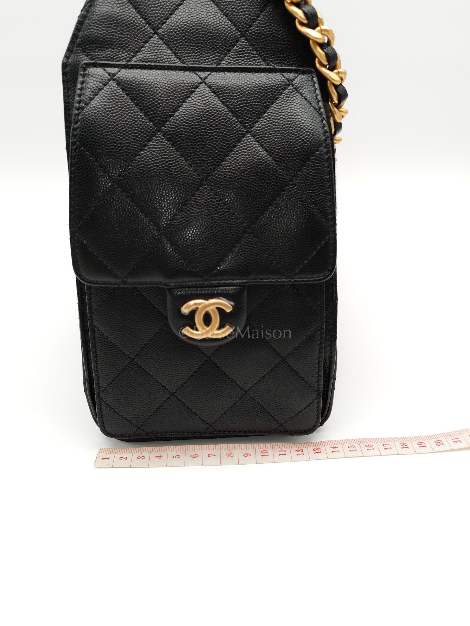 25 Small in Black Caviar Leather Aged Gold Hardware (Microchip) | Purse Maison Luxury Bags Shop