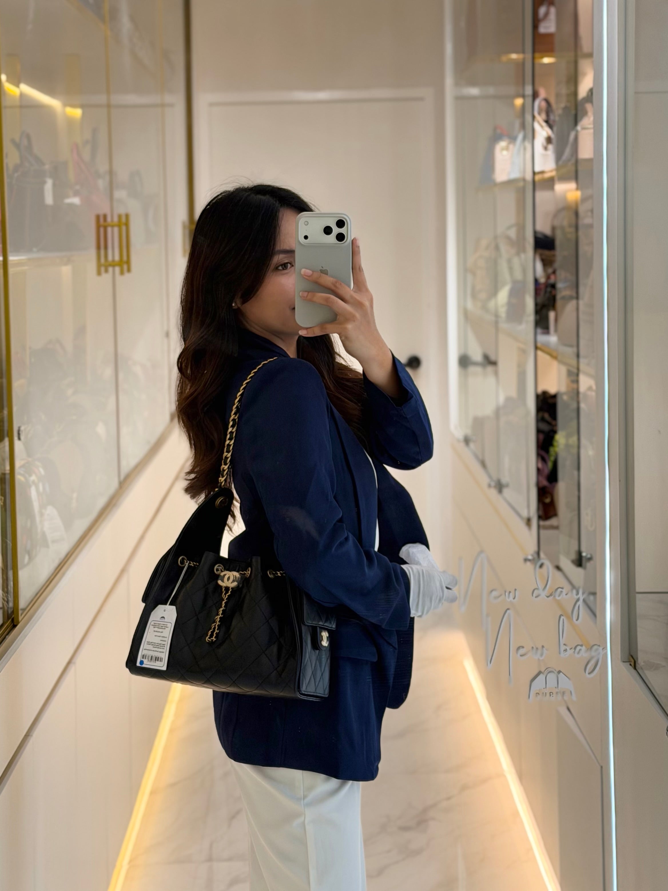 25 Small in Black Caviar Leather Aged Gold Hardware Microchip(N5****NE) | Purse Maison Luxury Bags Shop