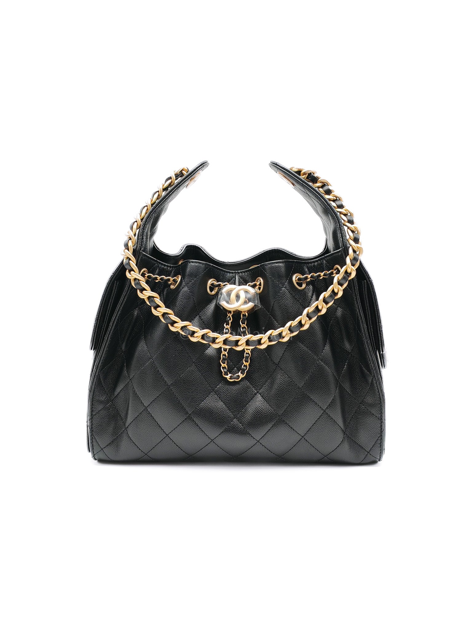 25 Small in Black Caviar Leather Aged Gold Hardware (Microchip) | Purse Maison Luxury Bags Shop