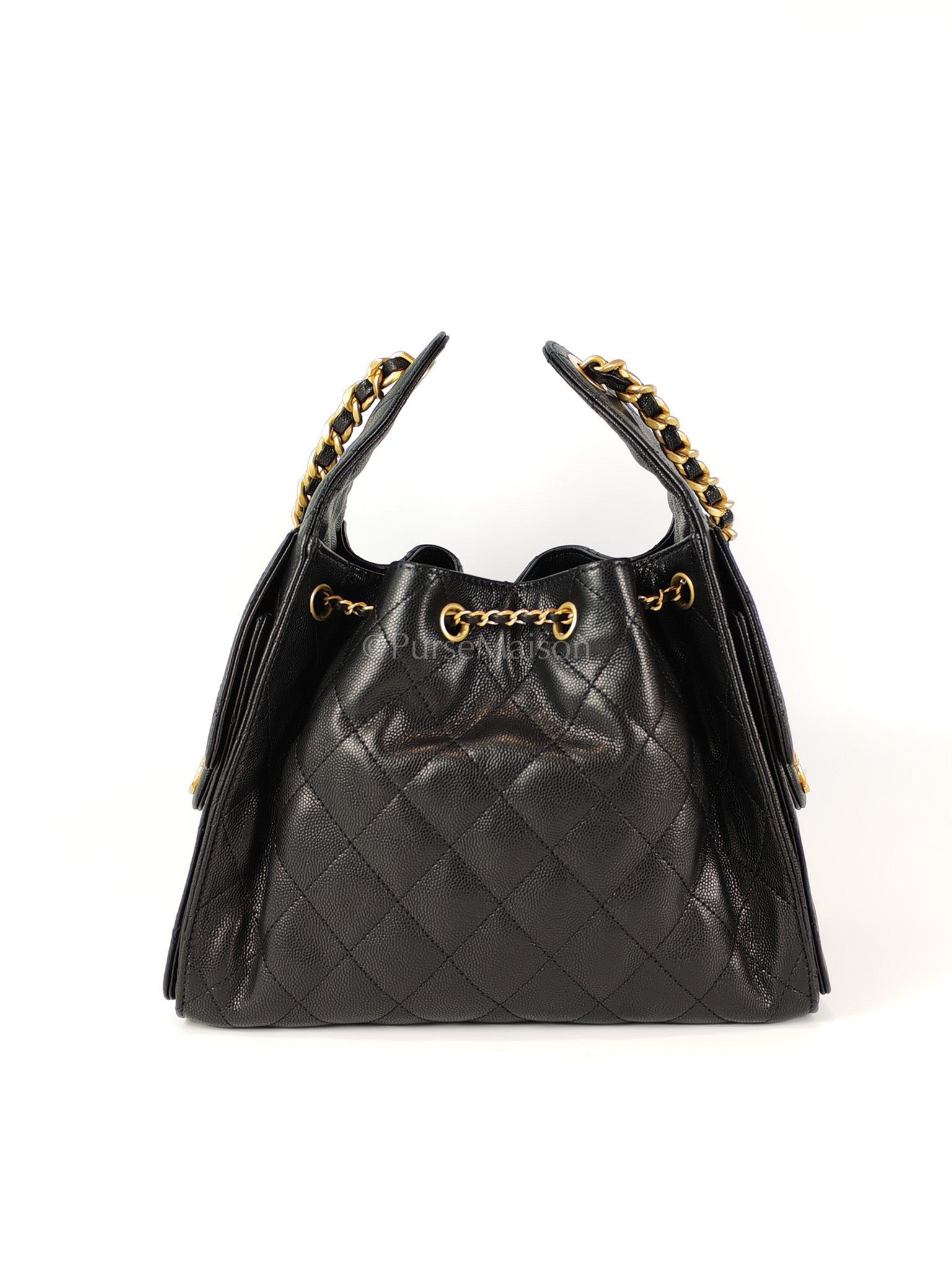 25 Small in Black Caviar Leather Aged Gold Hardware Microchip(K3****X4) | Purse Maison Luxury Bags Shop