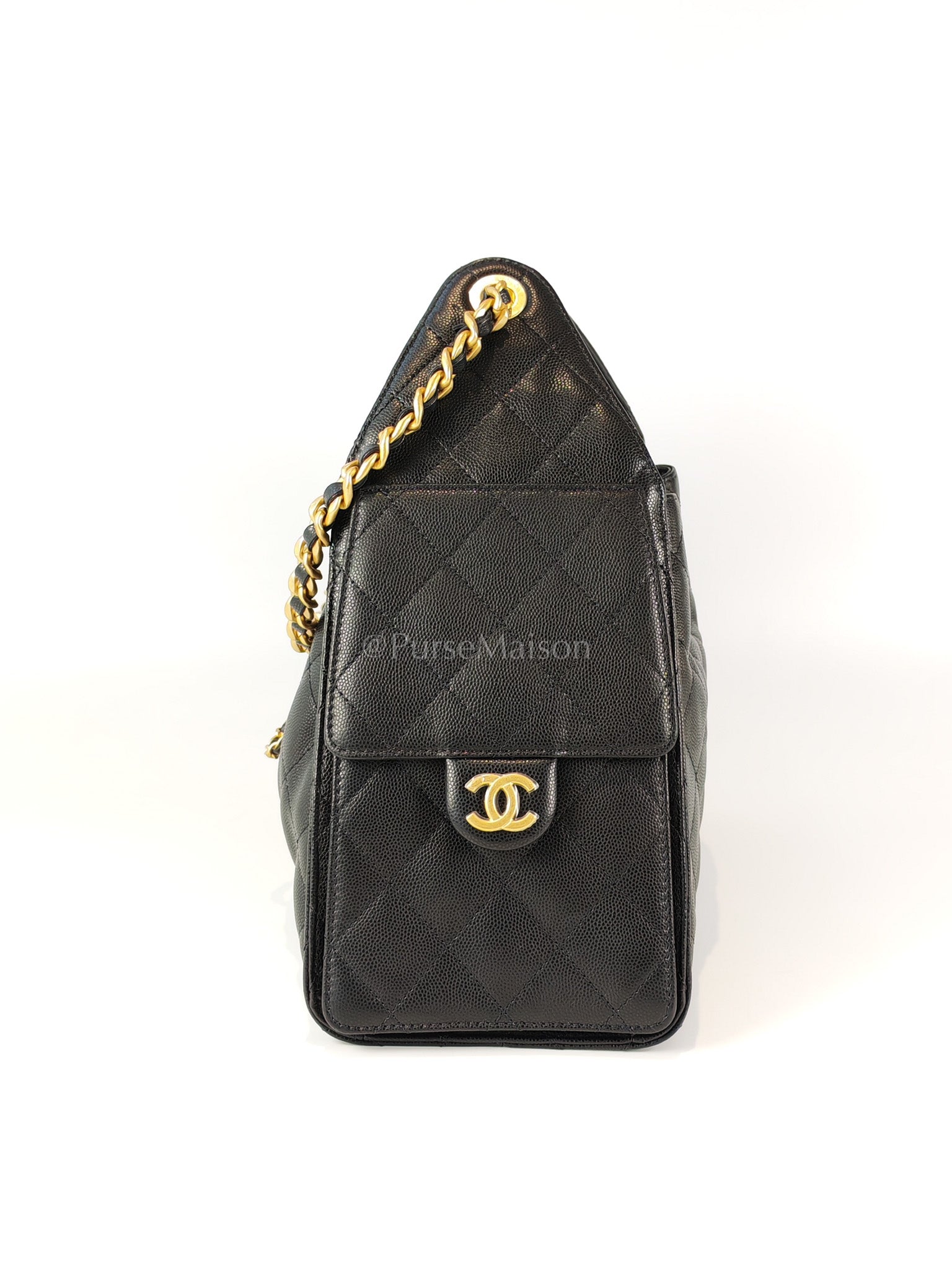 25 Small in Black Caviar Leather Aged Gold Hardware Microchip(K3****X4) | Purse Maison Luxury Bags Shop