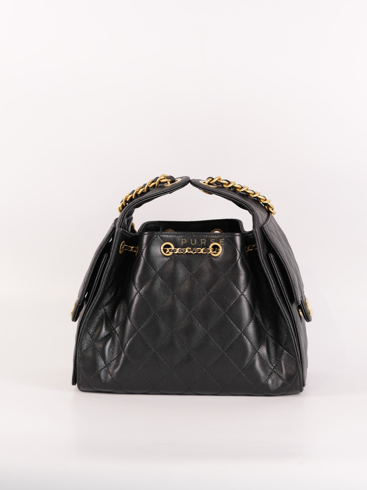 25 Small in Black Caviar Leather and Aged Gold Hardwar (Microchip) | Purse Maison Luxury Bags Shop