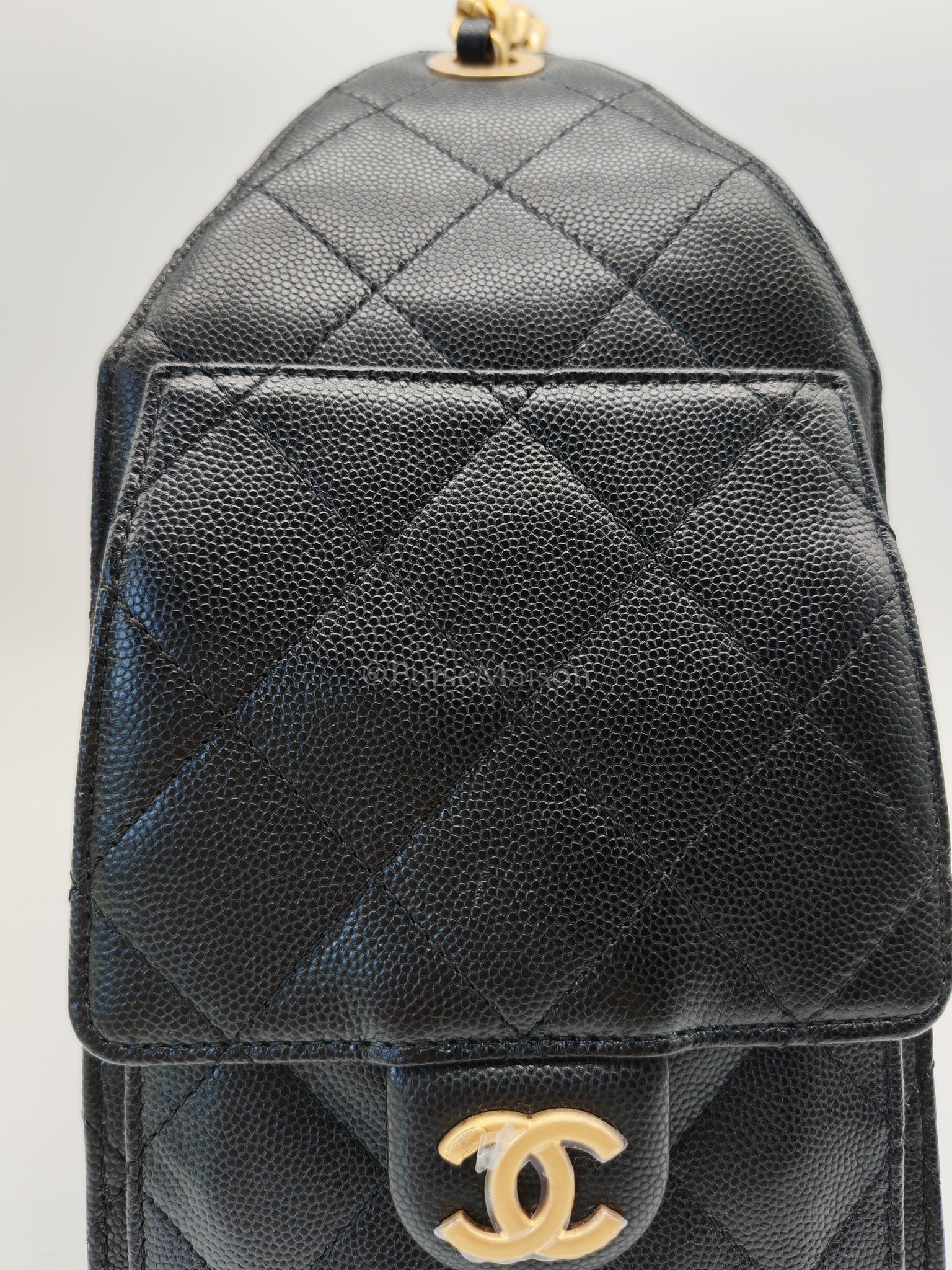 25 Small in Black Caviar Leather and Aged Gold Hardware (Microchip) | Purse Maison Luxury Bags Shop