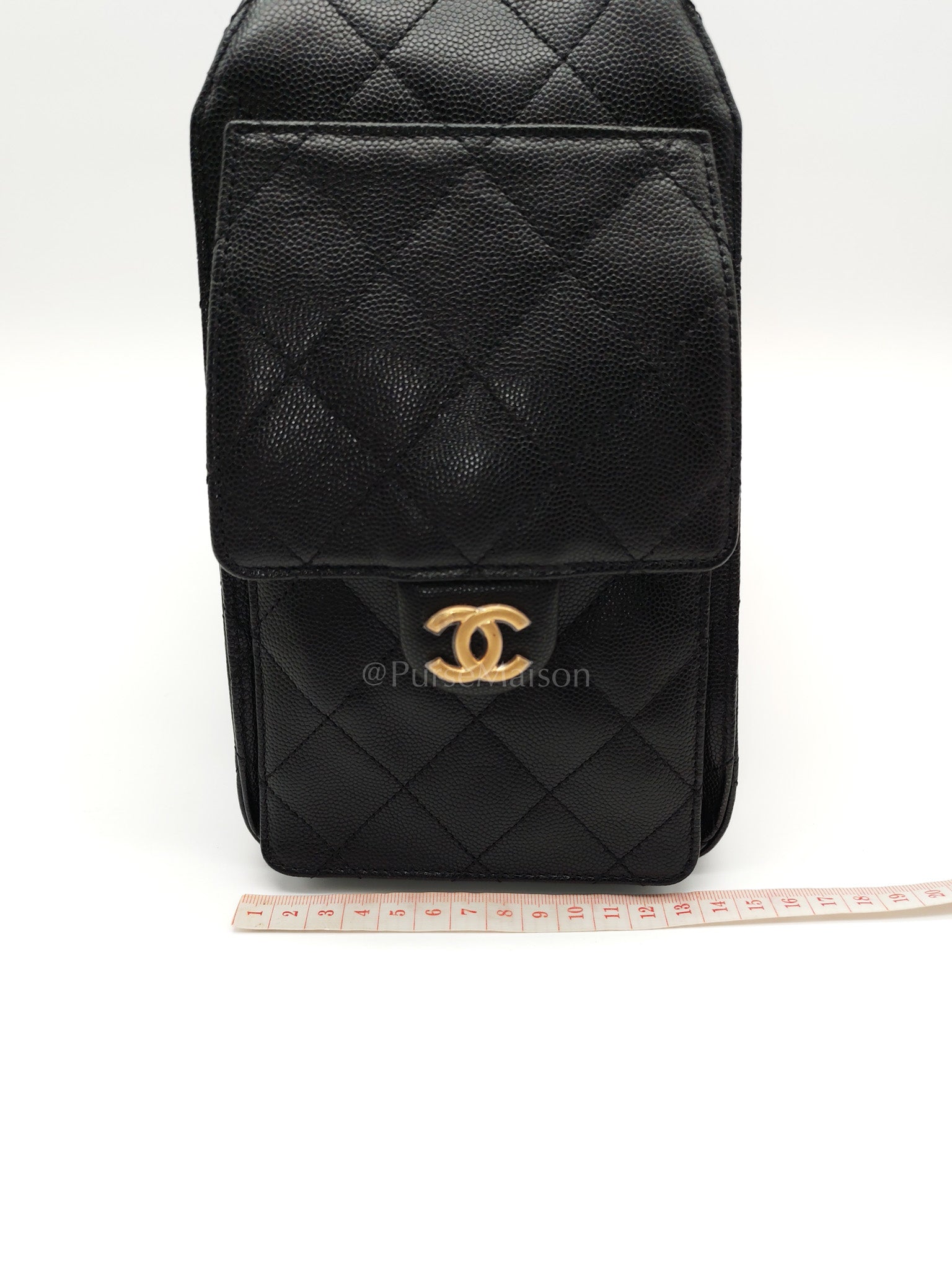 25 Small in Black Caviar Leather and Aged Gold Hardware (Microchip) | Purse Maison Luxury Bags Shop