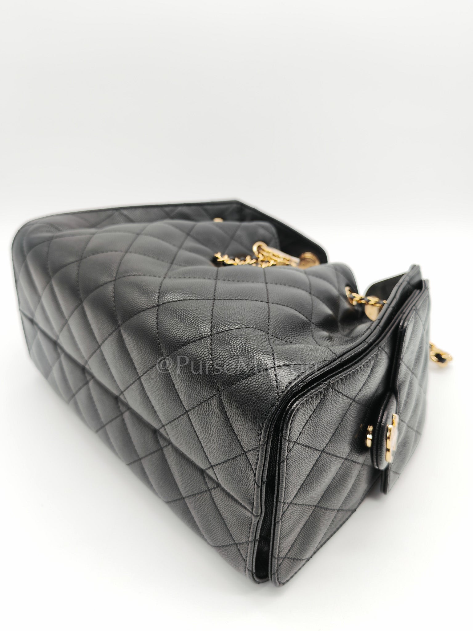 25 Small in Black Caviar Leather and Shiny Gold Hardware (Microchip) | Purse Maison Luxury Bags Shop