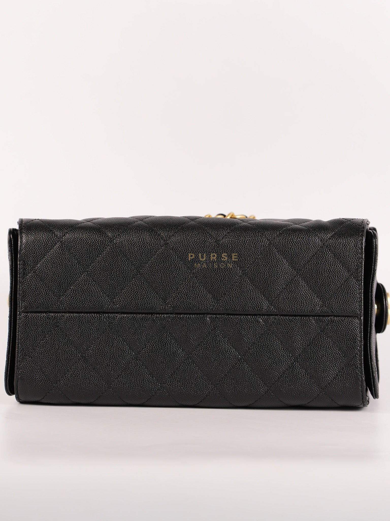 25 Small In Black in Caviar Leather and Aged Gold Hardware (Microchip) | Purse Maison Luxury Bags Shop