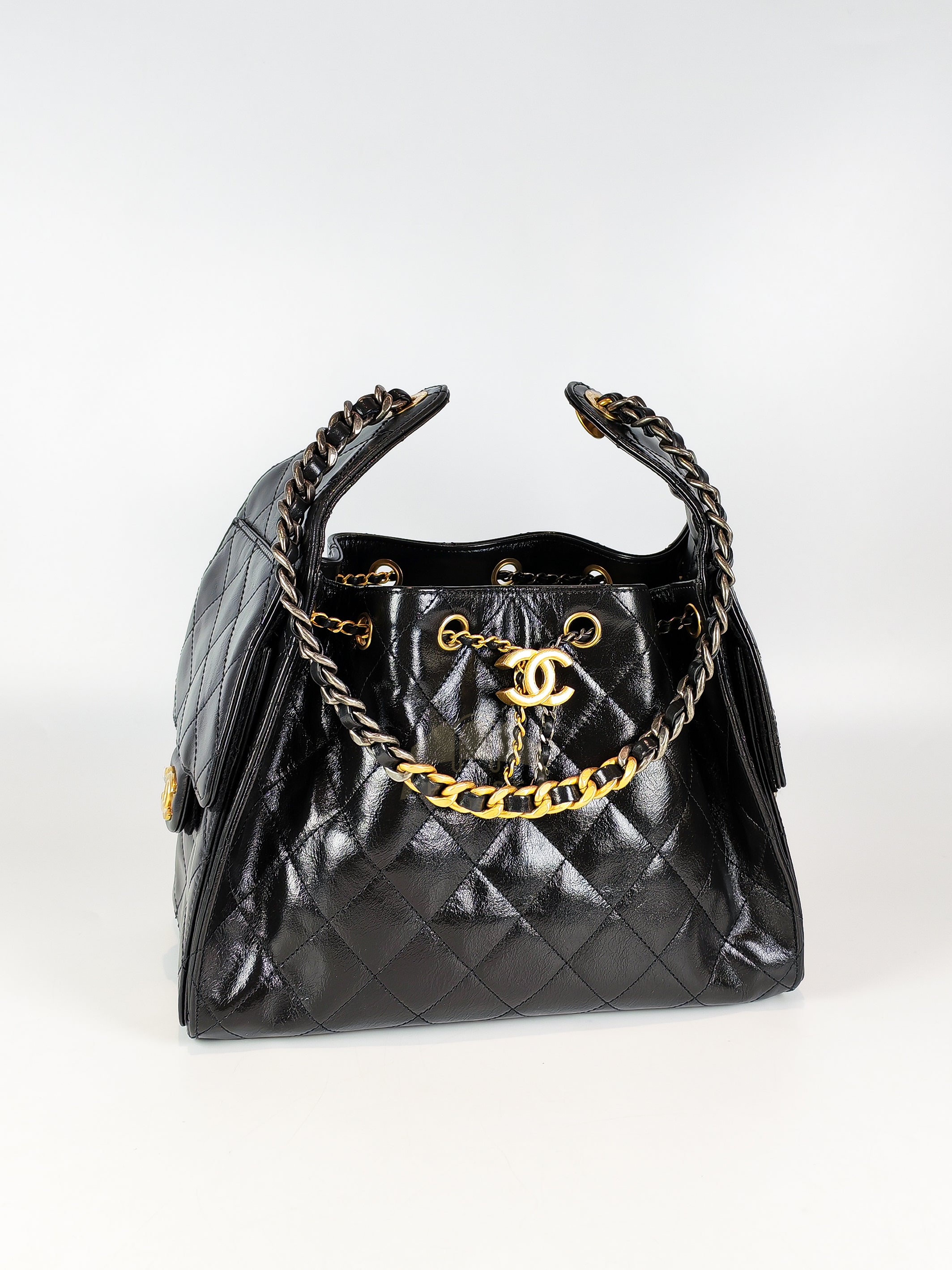 C25 Small in Black Shiny Calfskin Leather and Mixed Hardware (Microchip) | Purse Maison Luxury Bags Shop