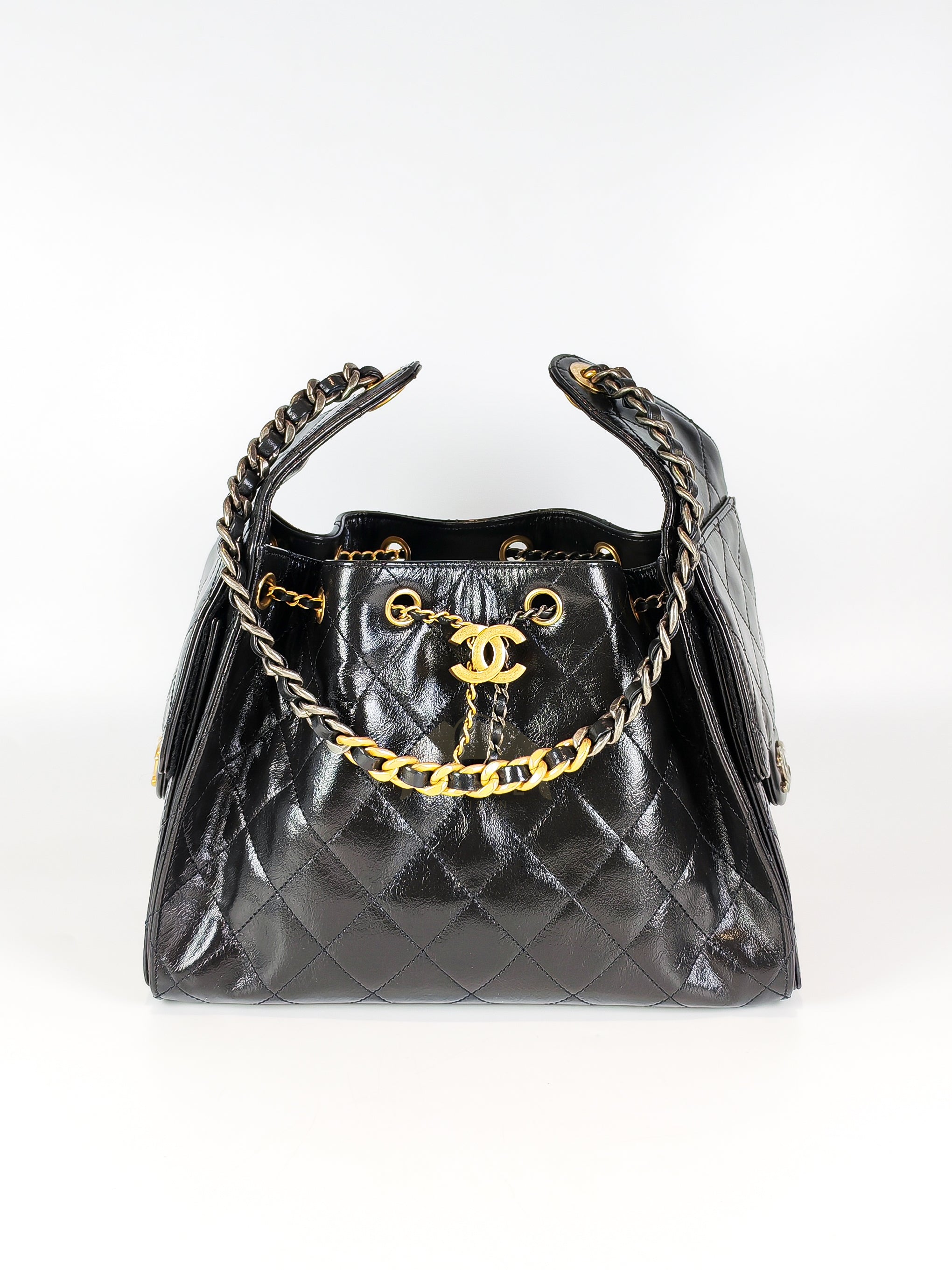 C25 Small in Black Shiny Calfskin Leather and Mixed Hardware (Microchip) | Purse Maison Luxury Bags Shop