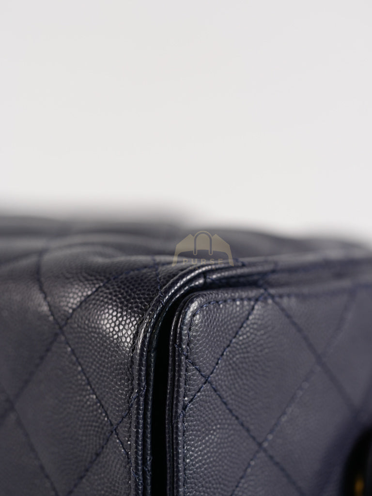 25 Small in Navy Blue Caviar Leather and Aged Gold Hardware (Microchip) | Purse Maison Luxury Bags Shop