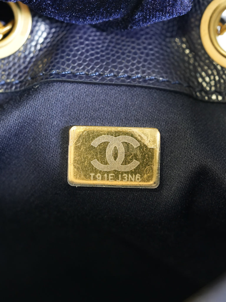 25 Small in Navy Blue Caviar Leather and Aged Gold Hardware (Microchip) | Purse Maison Luxury Bags Shop