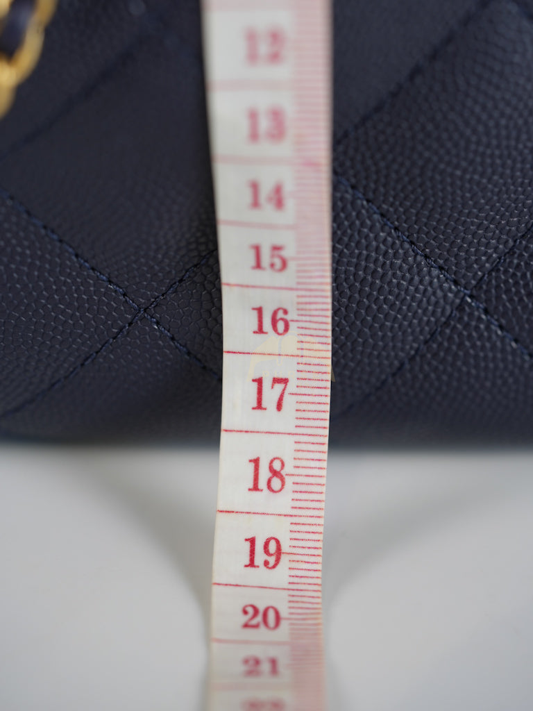 25 Small in Navy Blue Caviar Leather and Aged Gold Hardware (Microchip) | Purse Maison Luxury Bags Shop