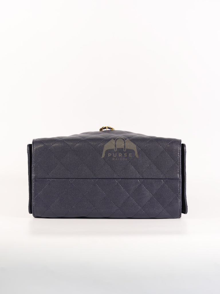 25 Small in Navy Blue Caviar Leather and Aged Gold Hardware (Microchip) | Purse Maison Luxury Bags Shop
