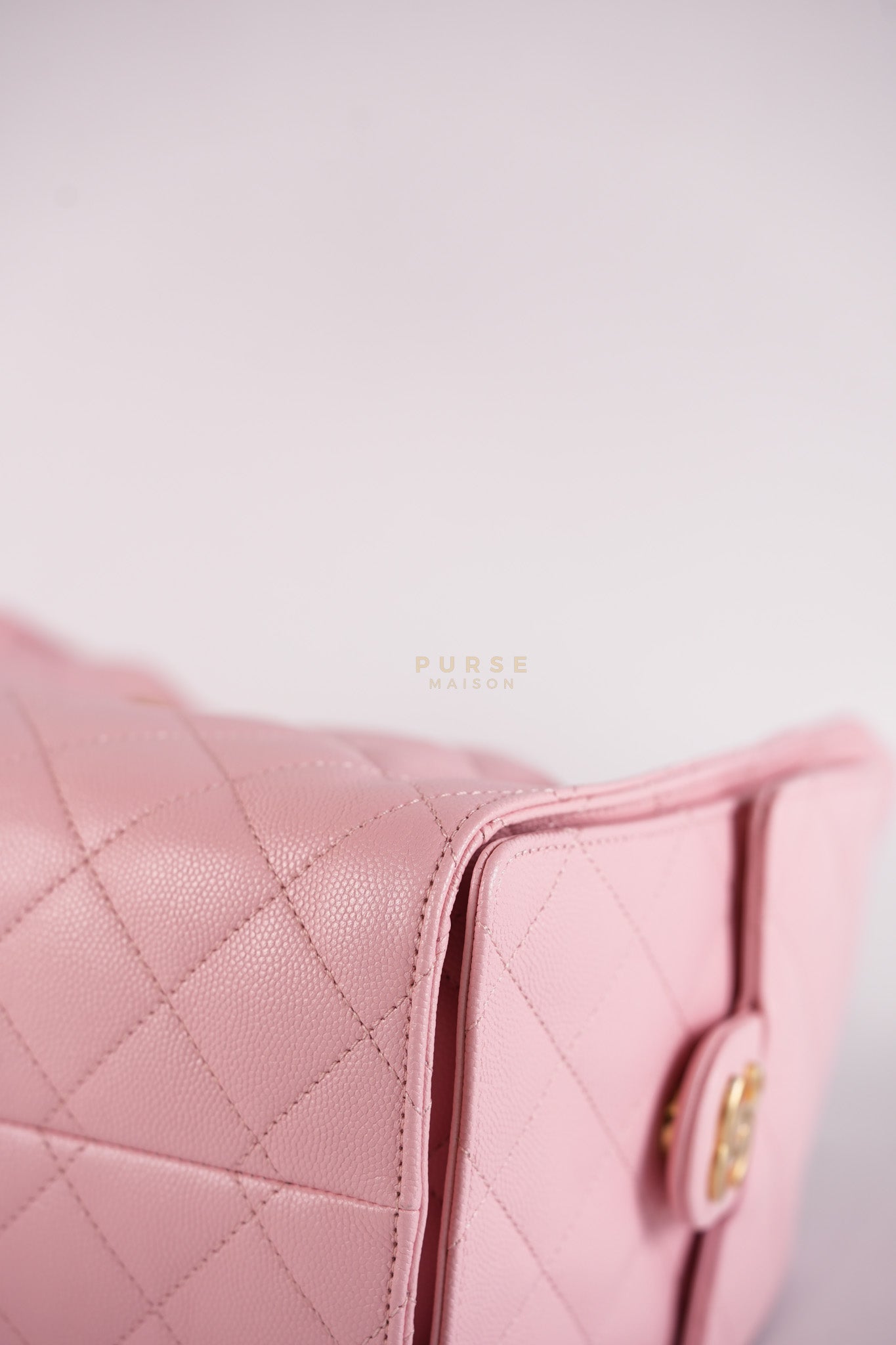 25 Small in Rose Clair Caviar Leather and Aged Gold Hardware (Microchip) | Purse Maison Luxury Bags Shop