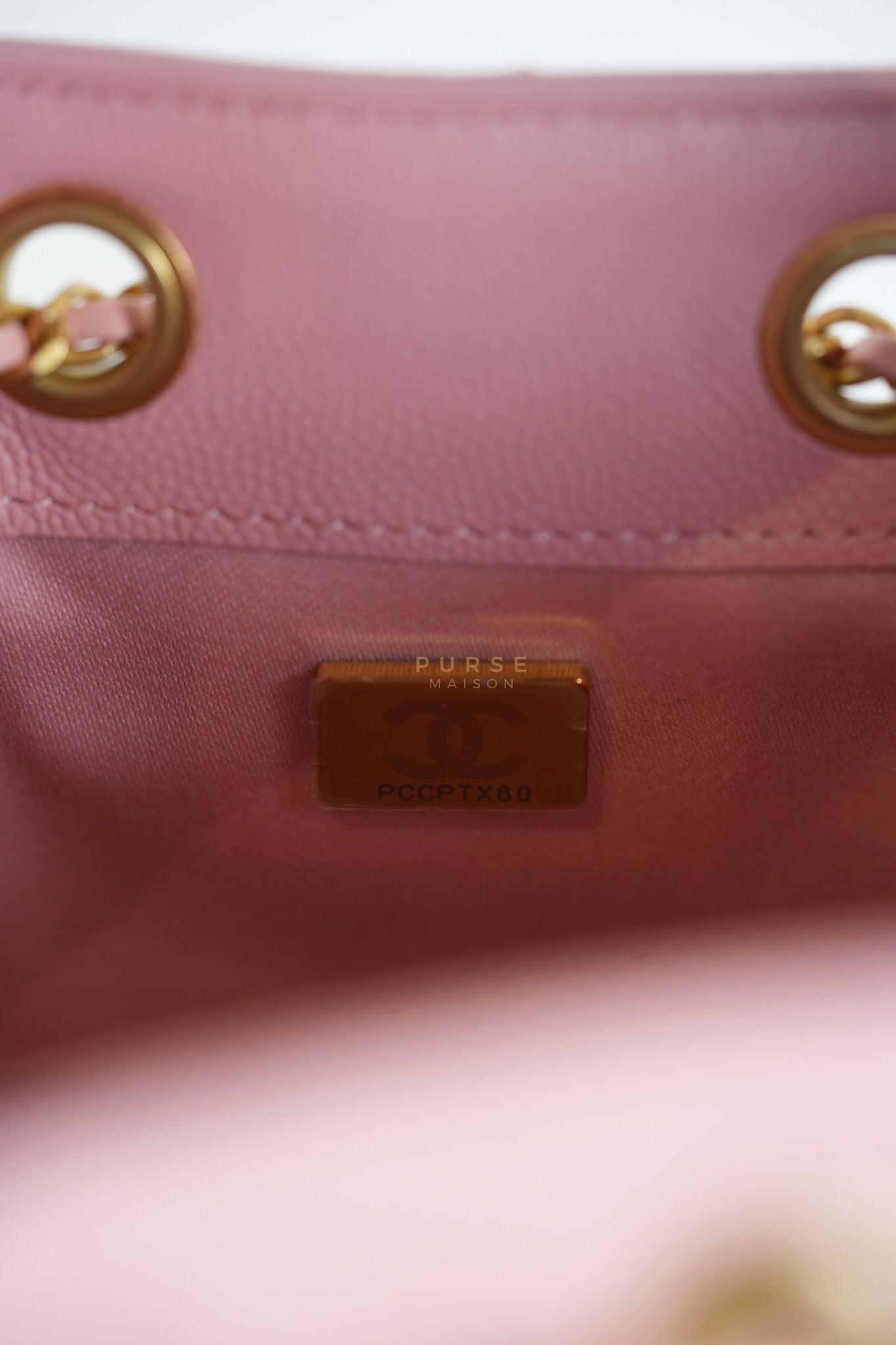 25 Small in Rose Clair Caviar Leather and Aged Gold Hardware (Microchip) | Purse Maison Luxury Bags Shop