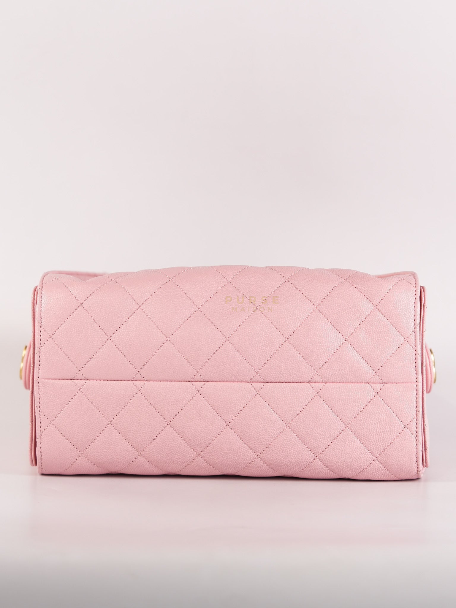 25 Small in Rose Clair Caviar Leather and Aged Gold Hardware (Microchip) | Purse Maison Luxury Bags Shop