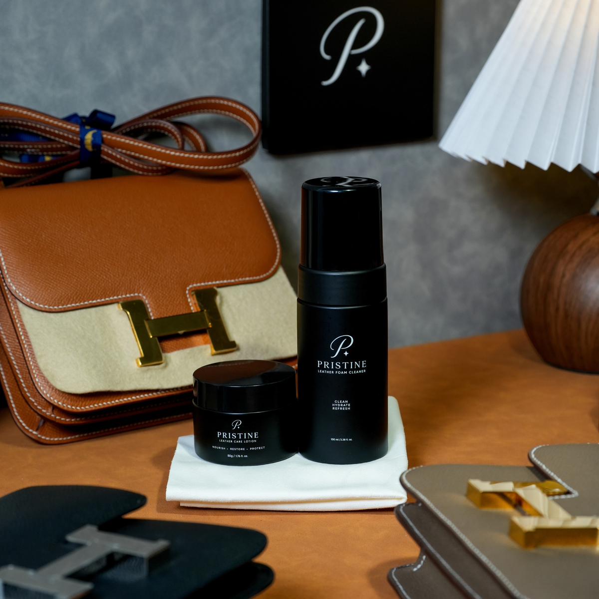 Pristine Leather Care System – Foam Cleaner 100ml, Care Lotion 50g & Cloth