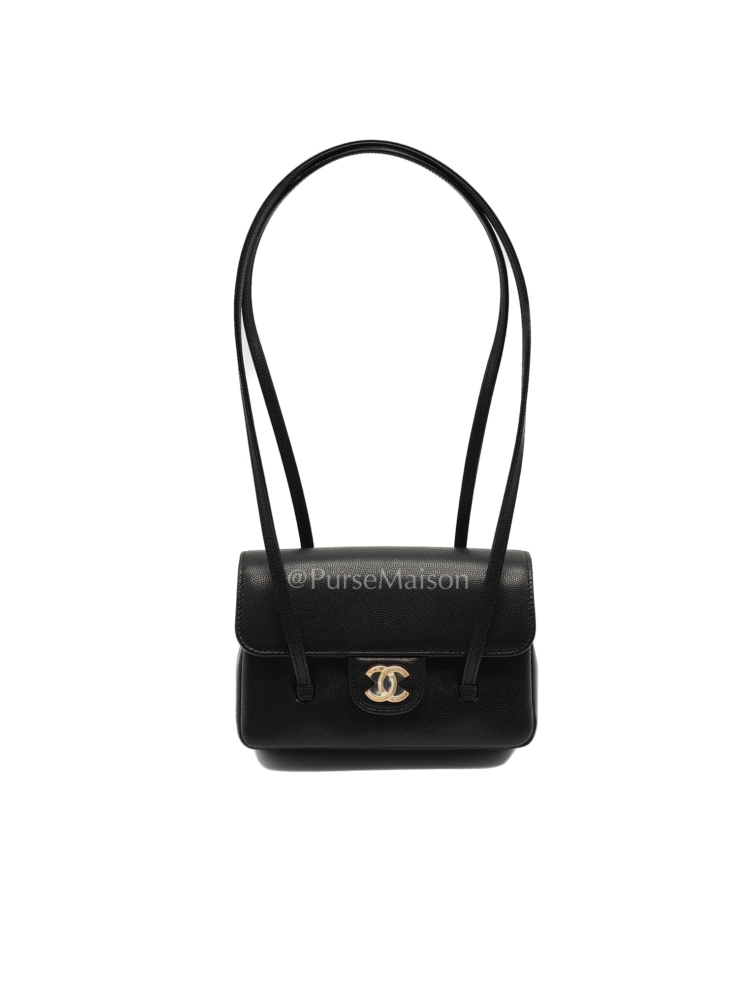 26 Mini Preppy Coco in Black Soft Caviar Leather in Light Aged Gold Hardware (Micrcohip) | Purse Maison Luxury Bags Shop