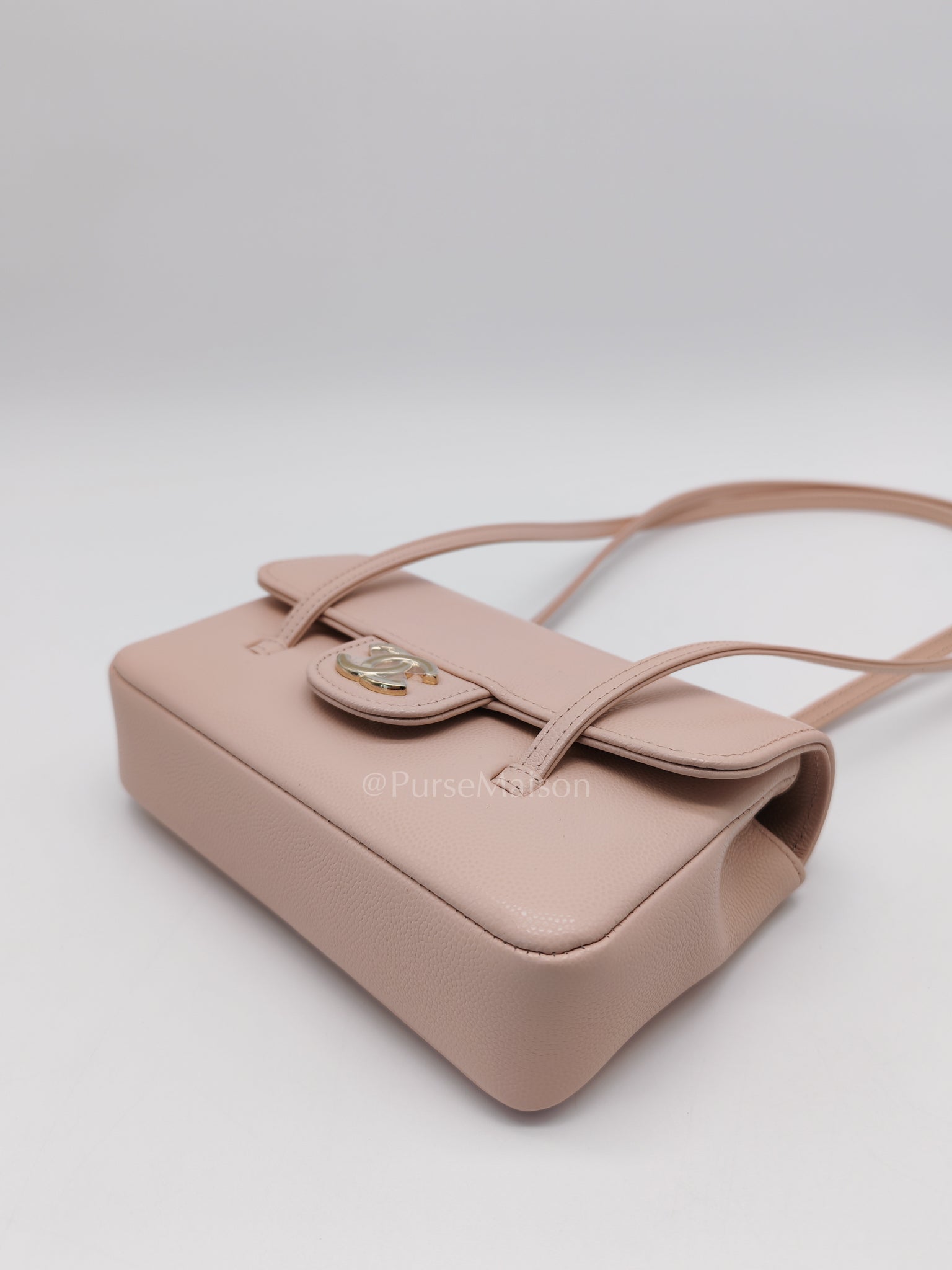 26 Mini Preppy Coco in Light Pink Soft Caviar Leather in Light Aged Gold Hardware (Micrcohip) | Purse Maison Luxury Bags Shop