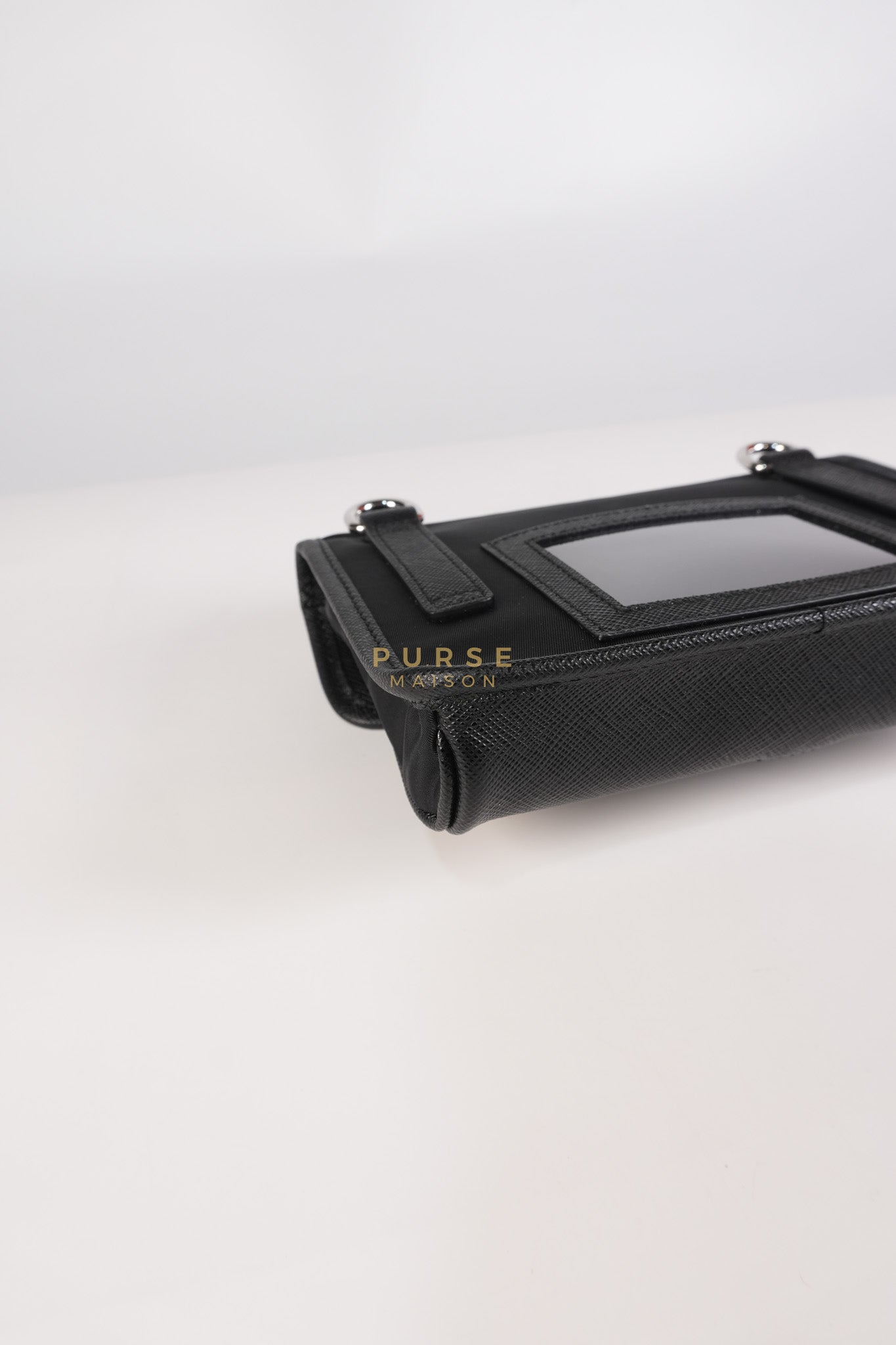2ZH108 Mini Smartphone Case in Re-Nylon & Saffiano Leather | Purse Maison Luxury Bags Shop
