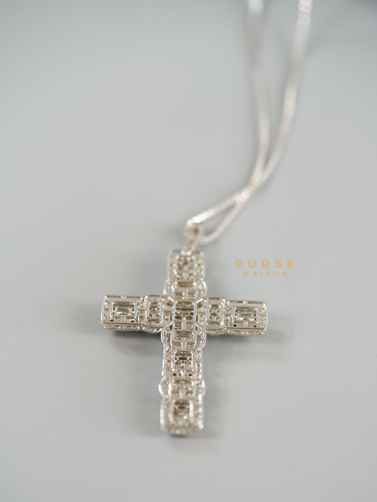 3 Carat 14grams Natural Diamond Baguette & Round Brilliant Cut Cross Pendant in 18k White Gold Necklace (colorless) | Purse Maison Luxury Bags Shop