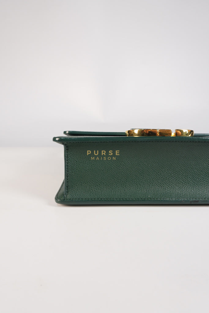 30 Montaigne in Green Grained Calfskin Leather & Gold Hardware | Purse Maison Luxury Bags Shop