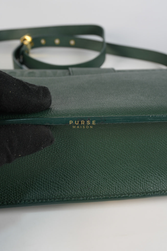 30 Montaigne in Green Grained Calfskin Leather & Gold Hardware | Purse Maison Luxury Bags Shop