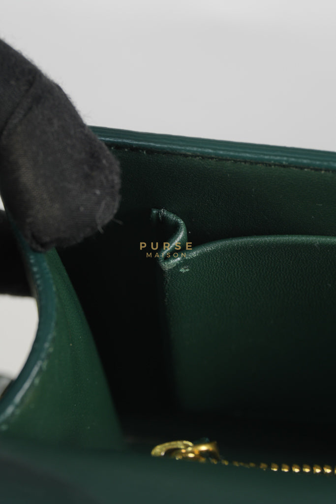 30 Montaigne in Green Grained Calfskin Leather & Gold Hardware | Purse Maison Luxury Bags Shop