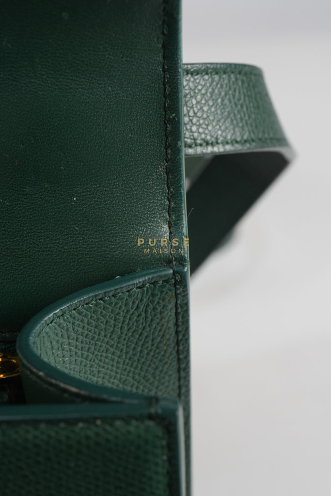 30 Montaigne in Green Grained Calfskin Leather & Gold Hardware | Purse Maison Luxury Bags Shop