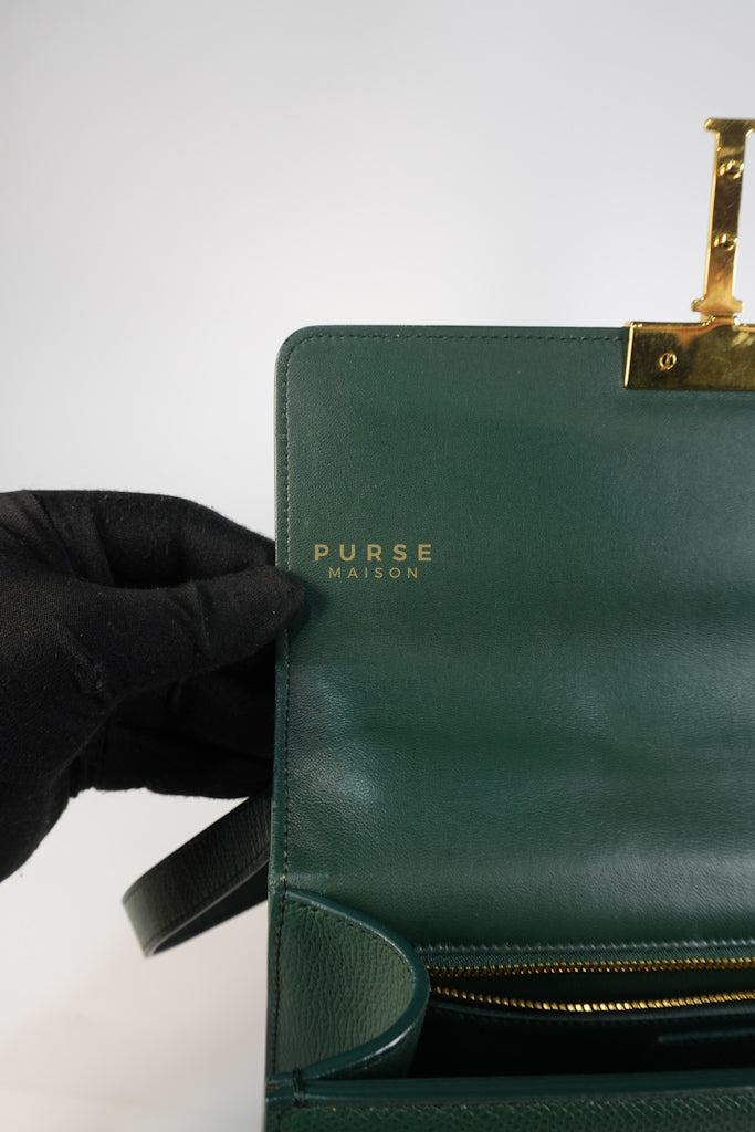 30 Montaigne in Green Grained Calfskin Leather & Gold Hardware | Purse Maison Luxury Bags Shop