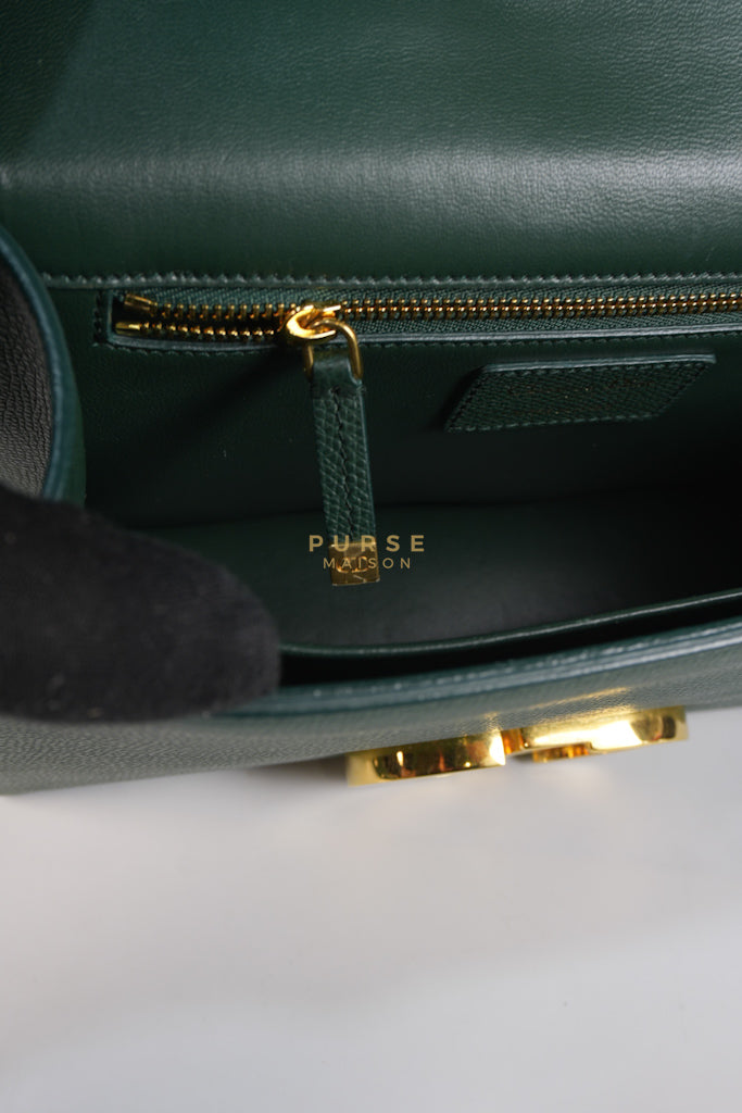 30 Montaigne in Green Grained Calfskin Leather & Gold Hardware | Purse Maison Luxury Bags Shop