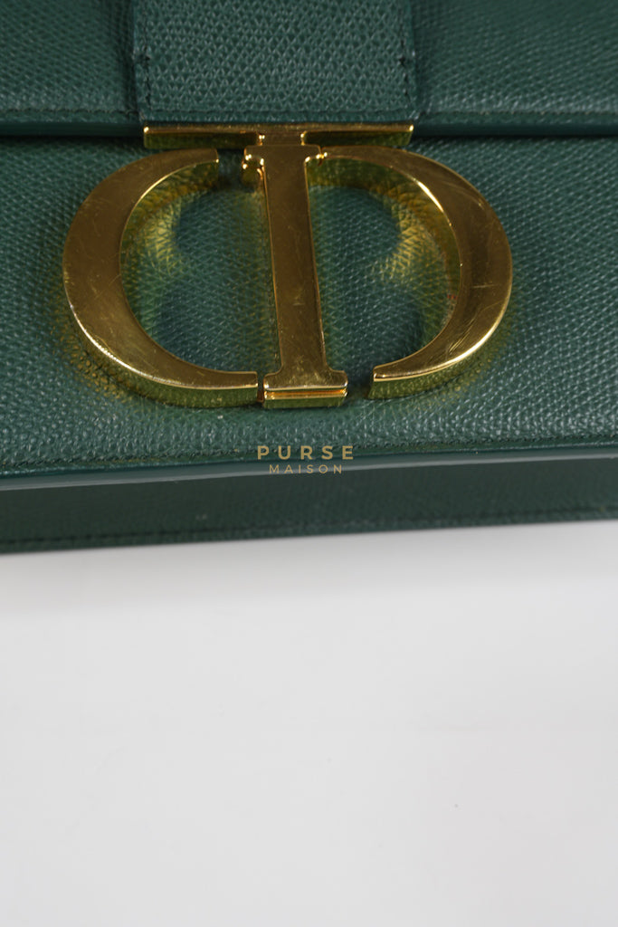 30 Montaigne in Green Grained Calfskin Leather & Gold Hardware | Purse Maison Luxury Bags Shop
