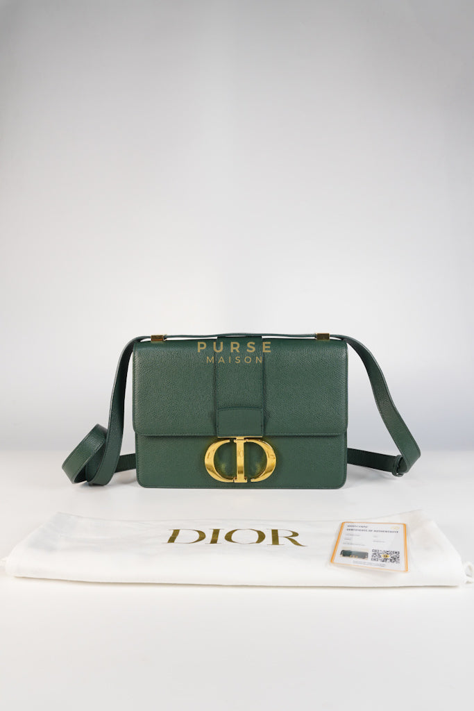 30 Montaigne in Green Grained Calfskin Leather & Gold Hardware | Purse Maison Luxury Bags Shop