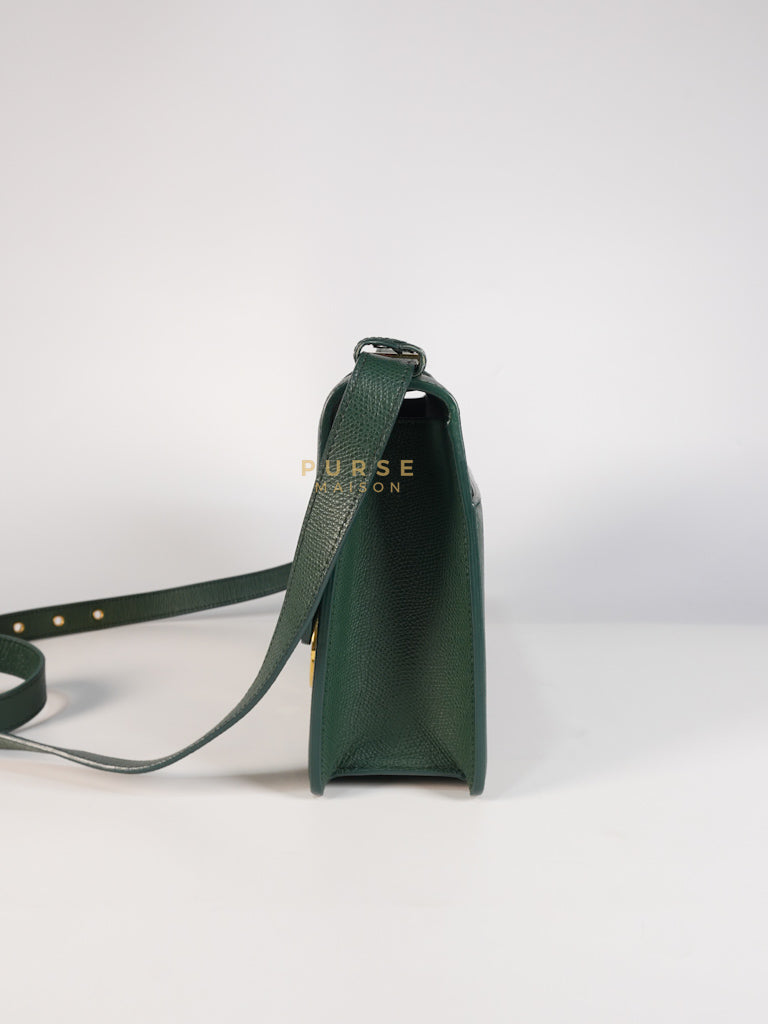 30 Montaigne in Green Grained Calfskin Leather & Gold Hardware | Purse Maison Luxury Bags Shop