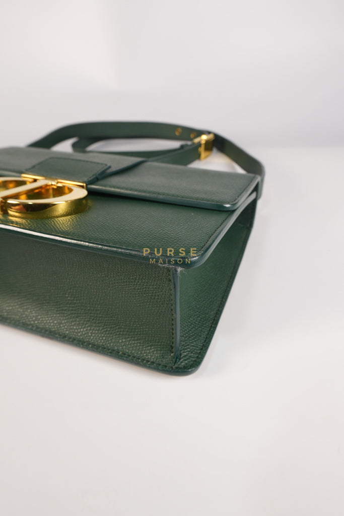 30 Montaigne in Green Grained Calfskin Leather & Gold Hardware | Purse Maison Luxury Bags Shop