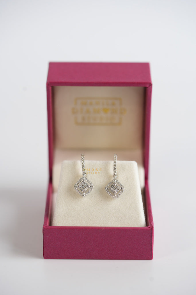 -41cts 14k White Gold Round Diamond Dangly Earrings | Purse Maison Luxury Bags Shop