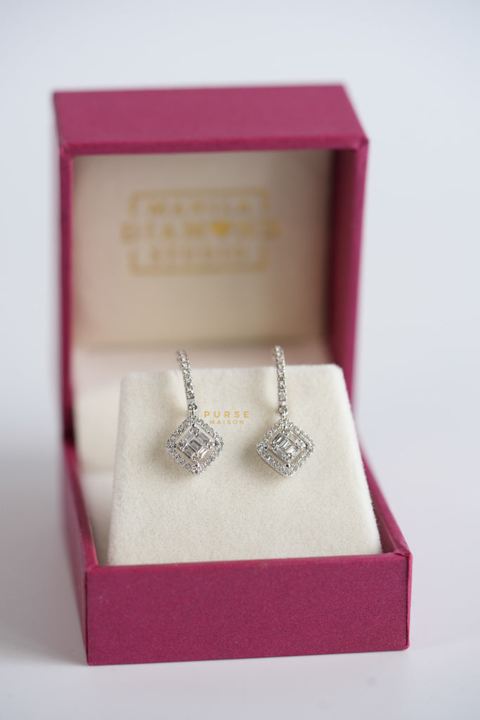 -41cts 14k White Gold Round Diamond Dangly Earrings | Purse Maison Luxury Bags Shop