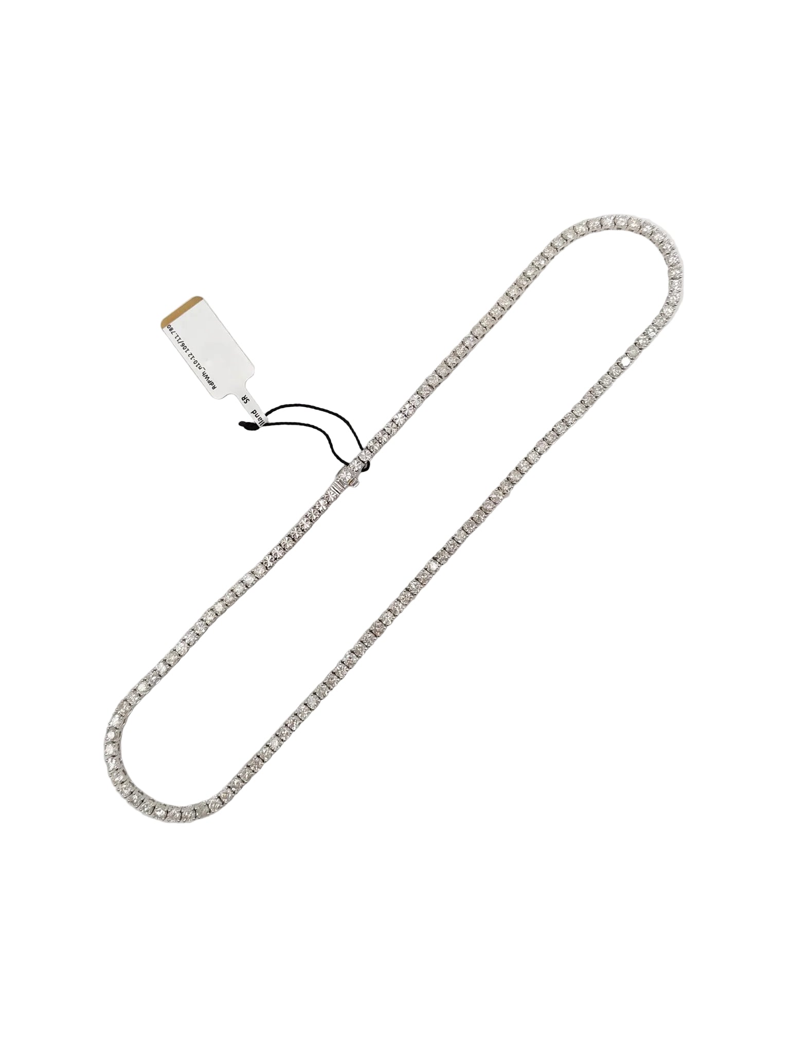 14k 24.7gms 11.78cts Natural Diamons White Gold Tennis Necklace (16 inches)