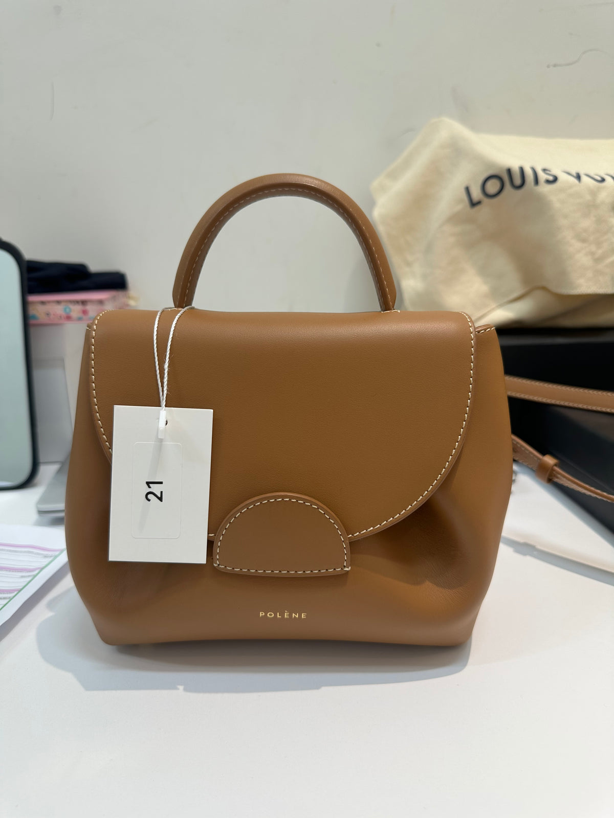 Polene numero un nano bag in camel