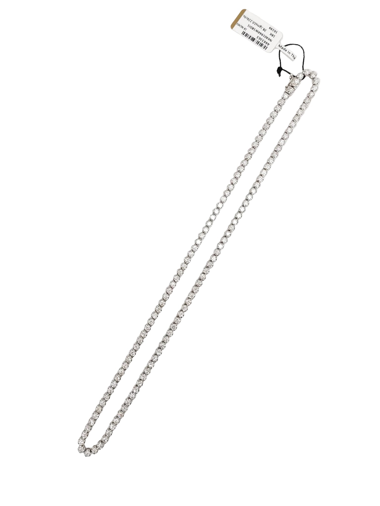 18k 28.1gms 10.226cts Natural Diamond White Gold Tennis Necklace (18 inches)