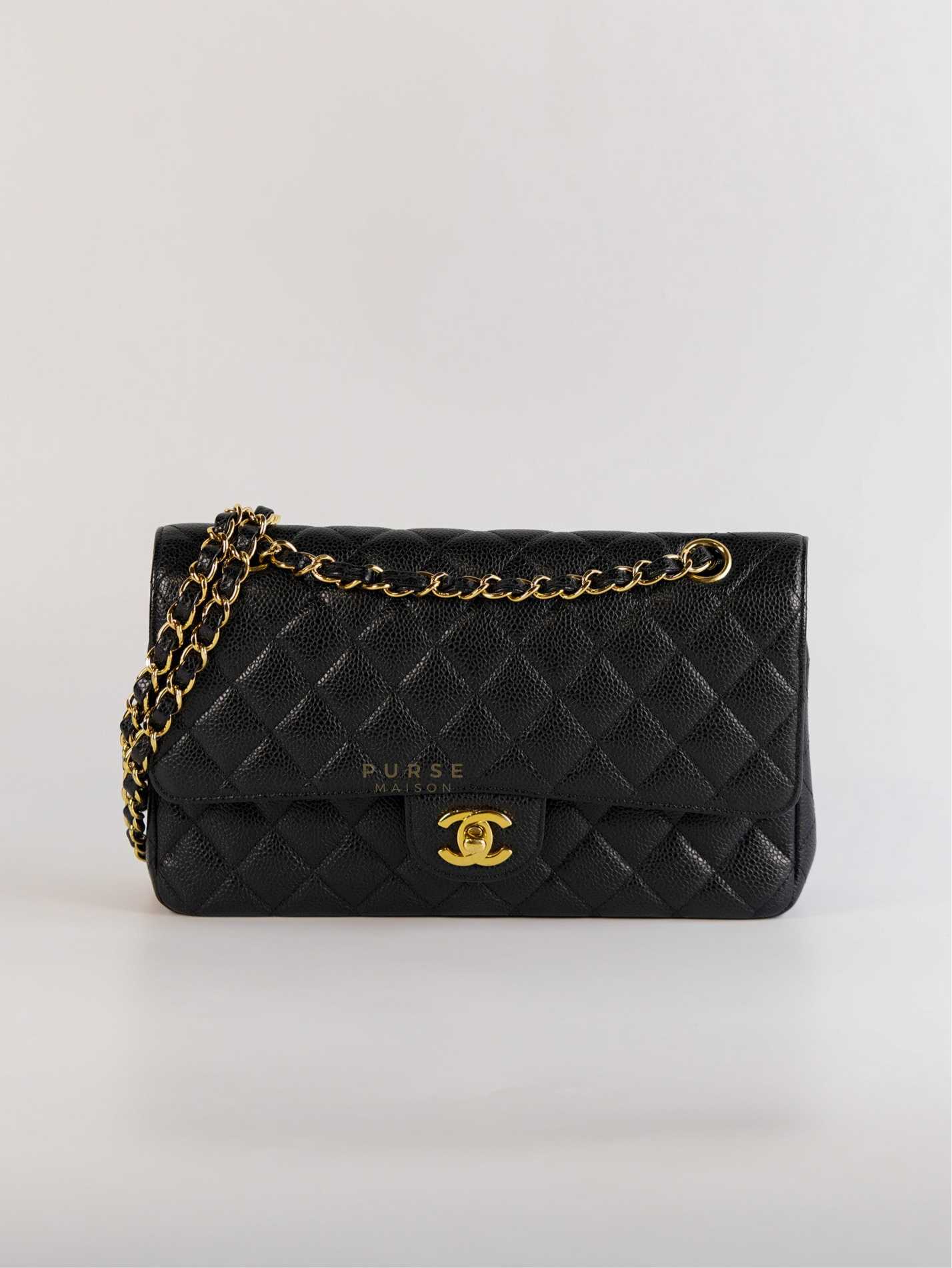 Classic Double Flap Medium Quilted Caviar Leather and Gold Hardware Series 24