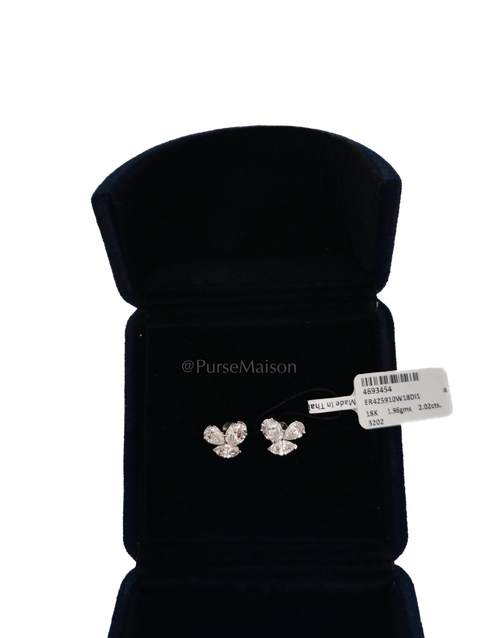 18K 1.96gms. 2.02cts Natural Diamond White Gold Earrings