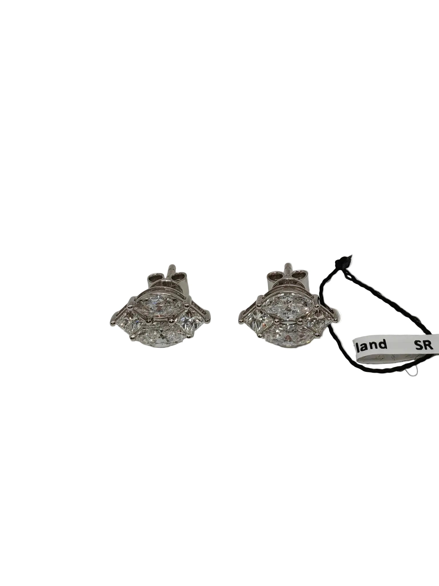 18k 1.98gms 1.726cts Natural Diamond White Gold Stud Earrings