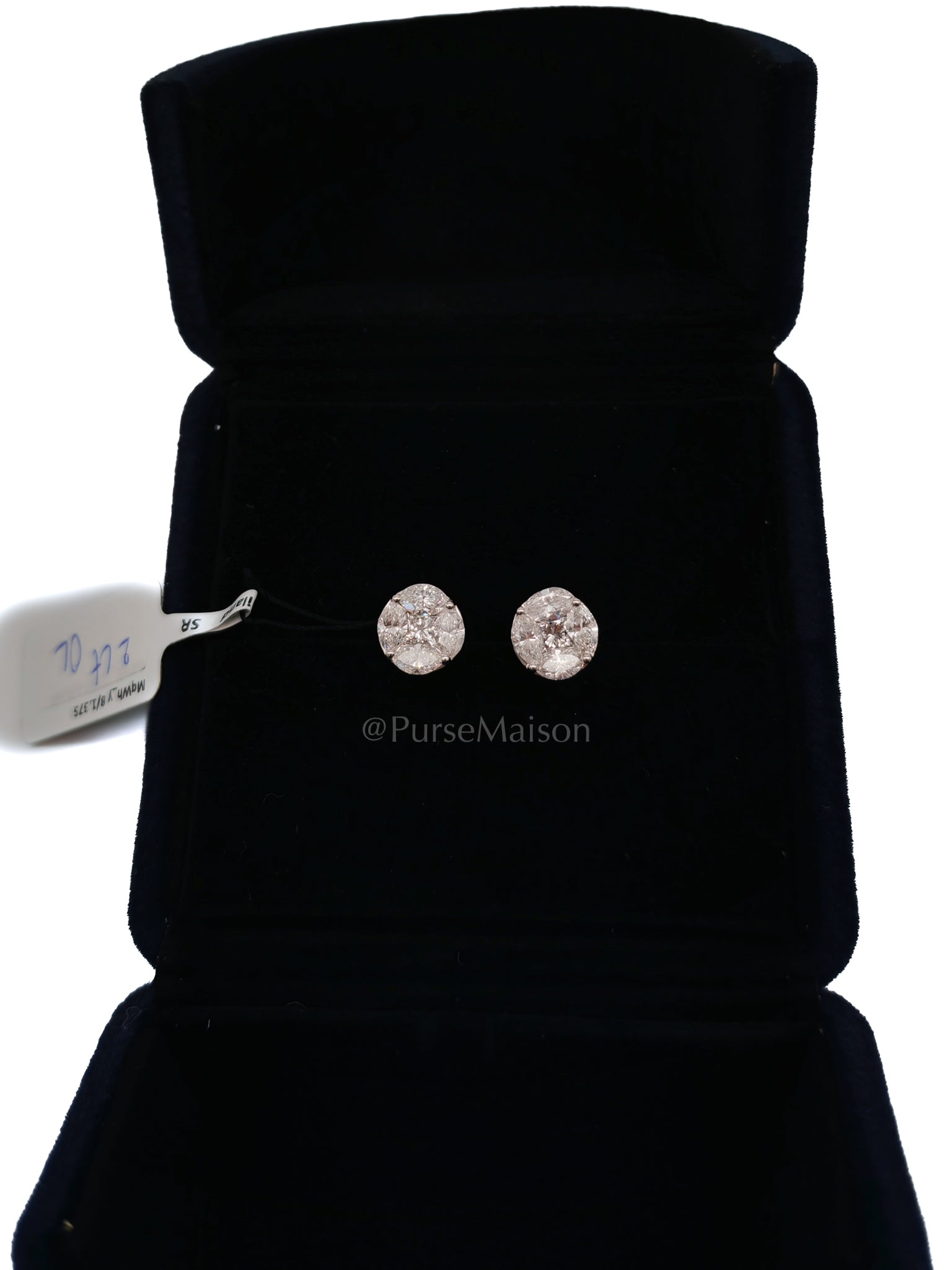 18k 2.63gms. 1.76cts Natural Diamond White Gold Earrings