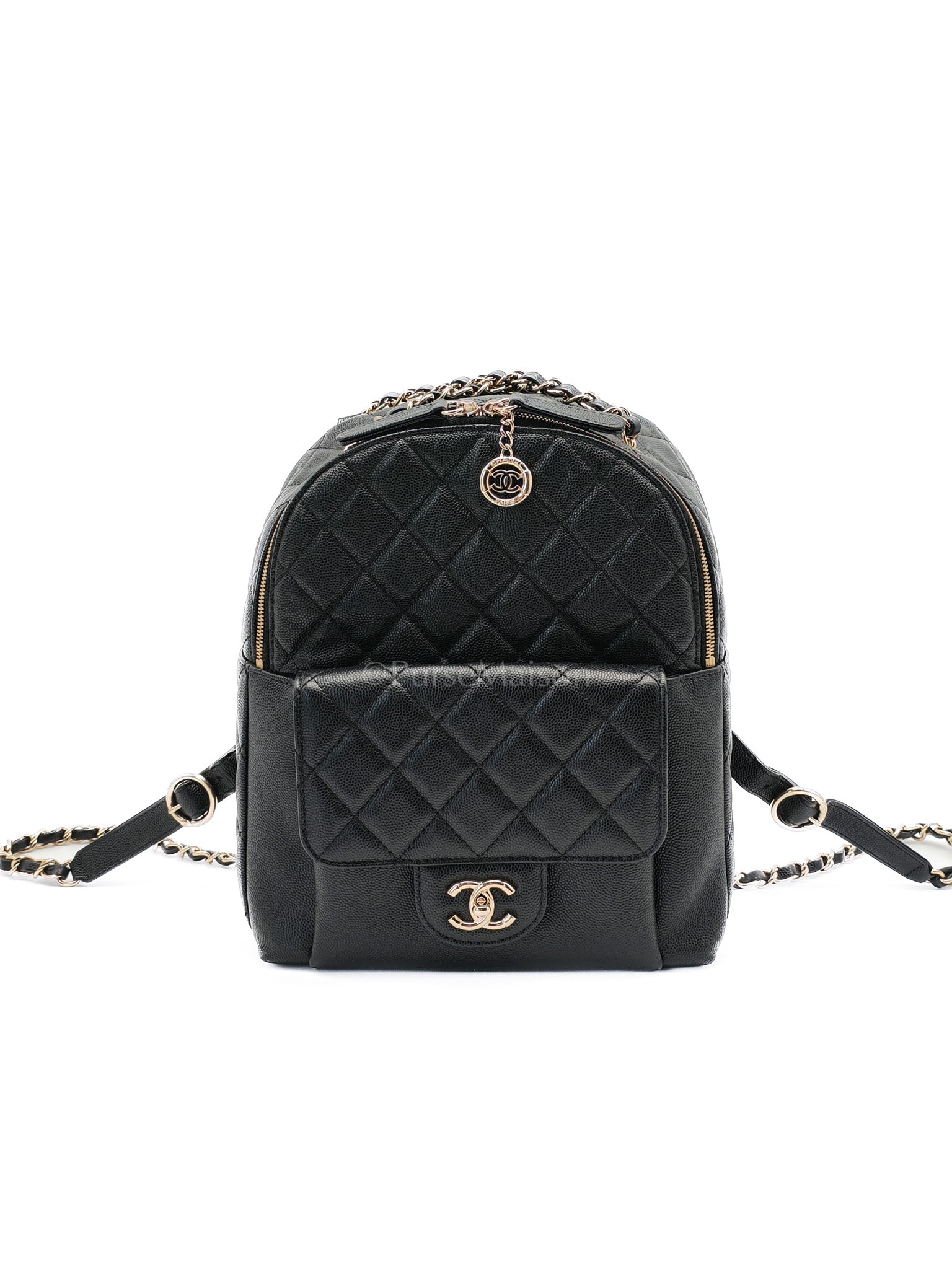 CC Day Backpack Small Black Caviar Light Gold Hardware (Series 27)