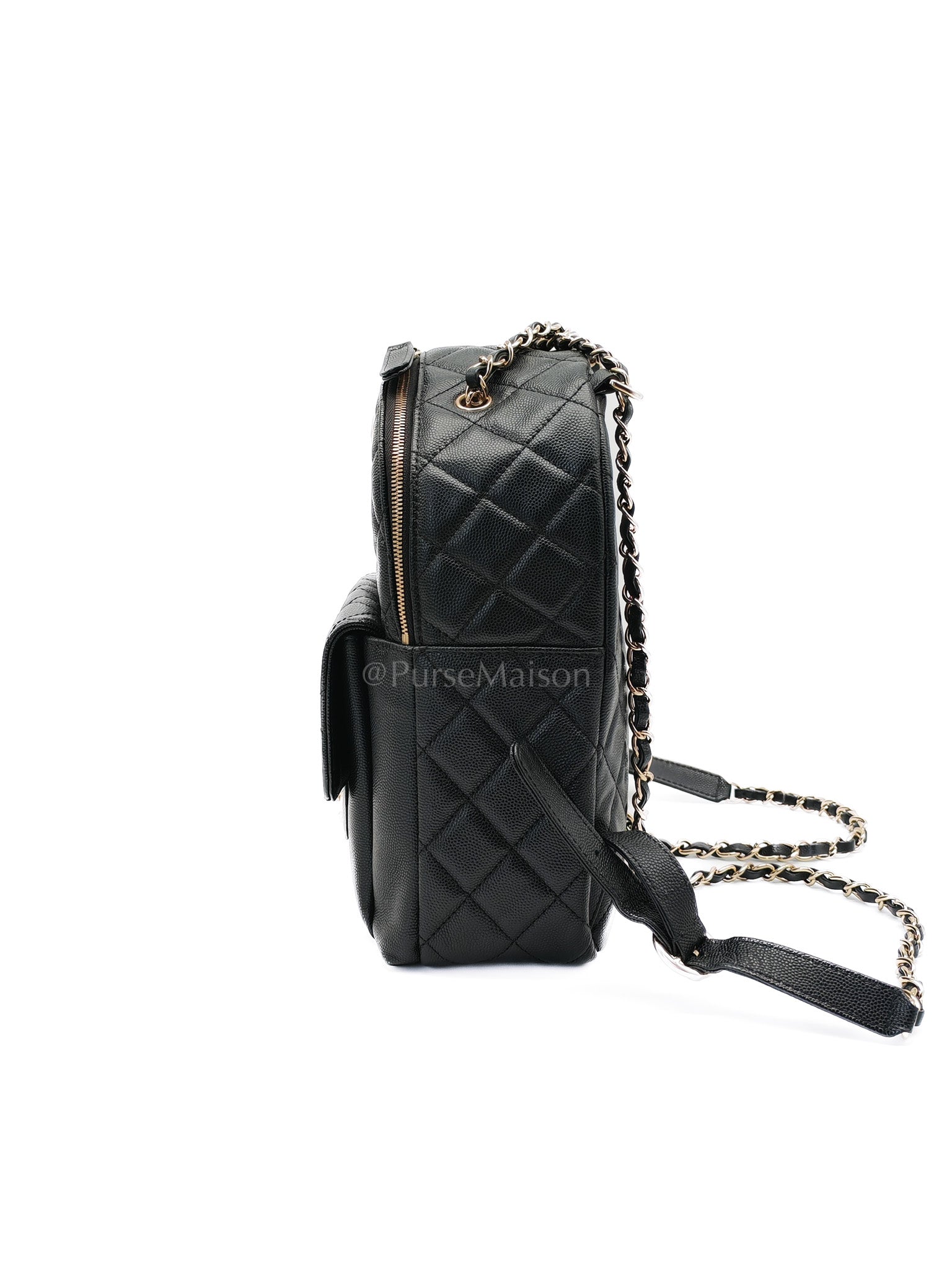 CC Day Backpack Small Black Caviar Light Gold Hardware (Series 27)